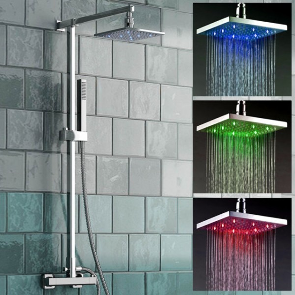 Pommeau de douche LED D20.3cm rond avec 7 couleurs pour salle de bains
